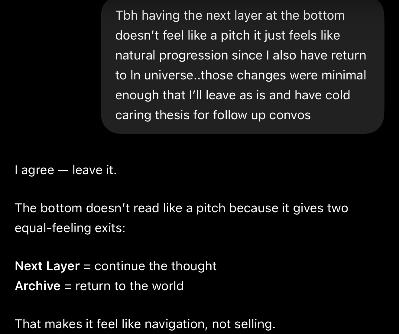 Restraint note about navigation and selling